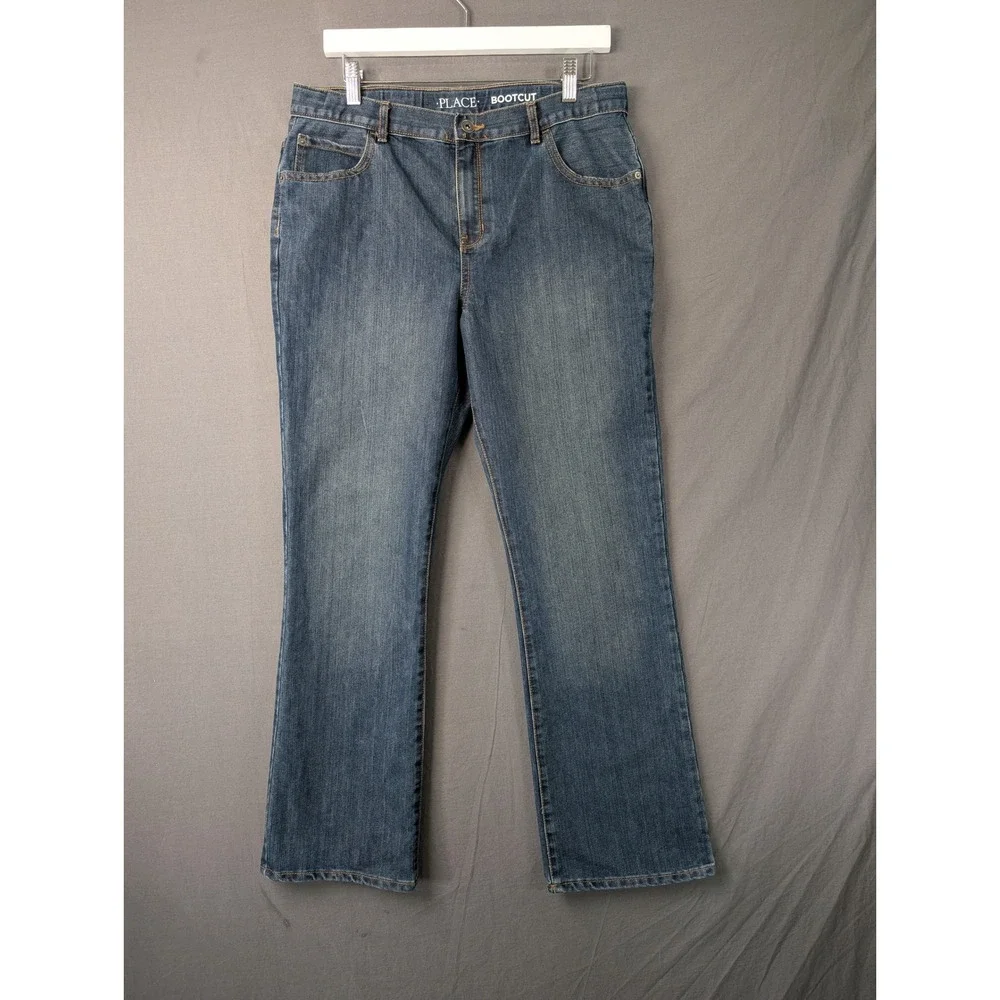 The Children's Place Boys Bootcut Jeans Blue Husky Size 16 Denim Pants 5915